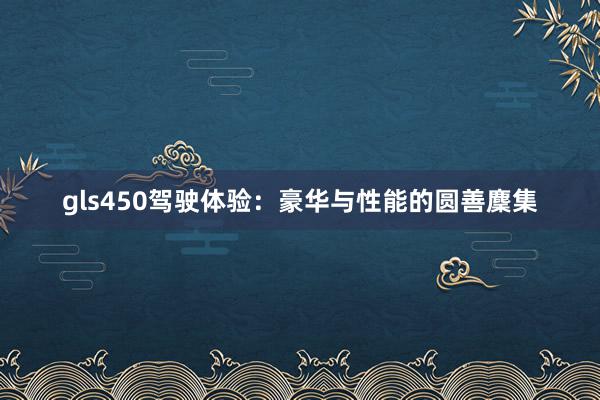 gls450驾驶体验：豪华与性能的圆善麇集